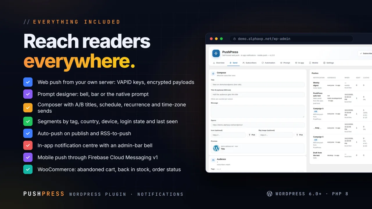 PushPress | Web Push & In-app Notifications for WordPress — screenshot 2
