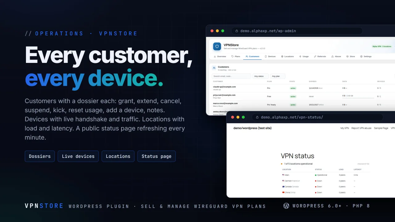 VPNStore | Sell & Manage WireGuard VPN Plans from WordPress — screenshot 3