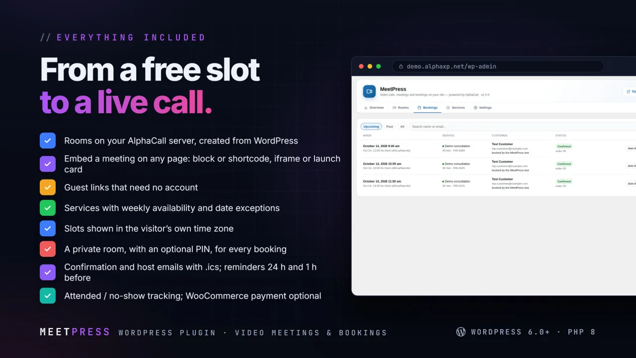 MeetPress | Video Meetings & Bookings for WordPress — screenshot 2