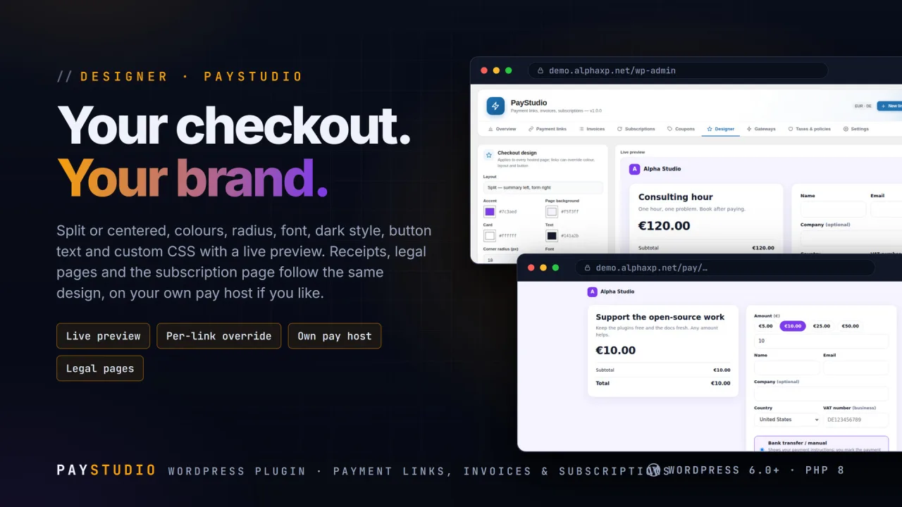 PayStudio | Payment Links & Invoices for WordPress — screenshot 3