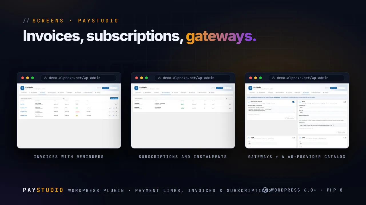 PayStudio | Payment Links & Invoices for WordPress — screenshot 4