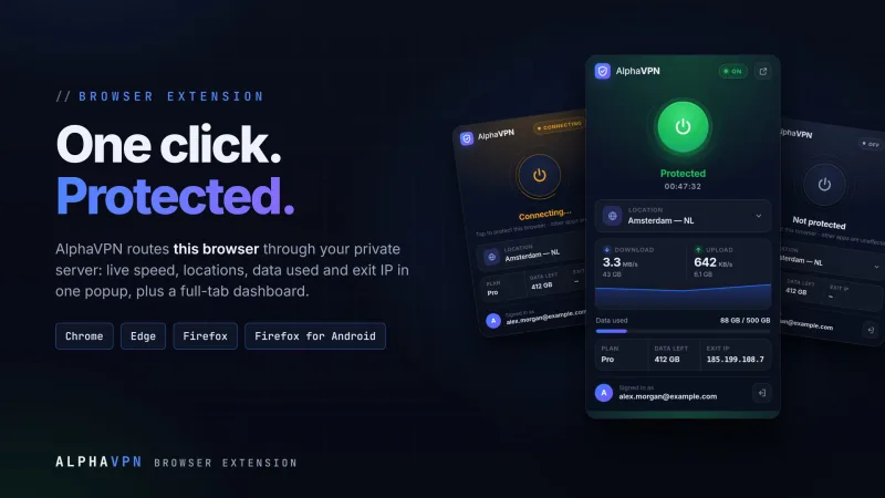 AlphaVPN Browser Extension | Chrome, Edge & Firefox