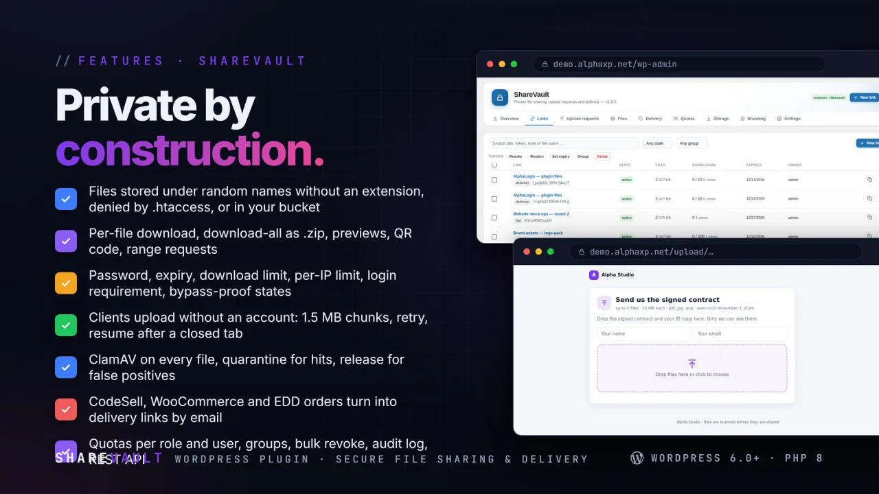 ShareVault | Secure File Sharing & Uploads for WordPress — screenshot 2