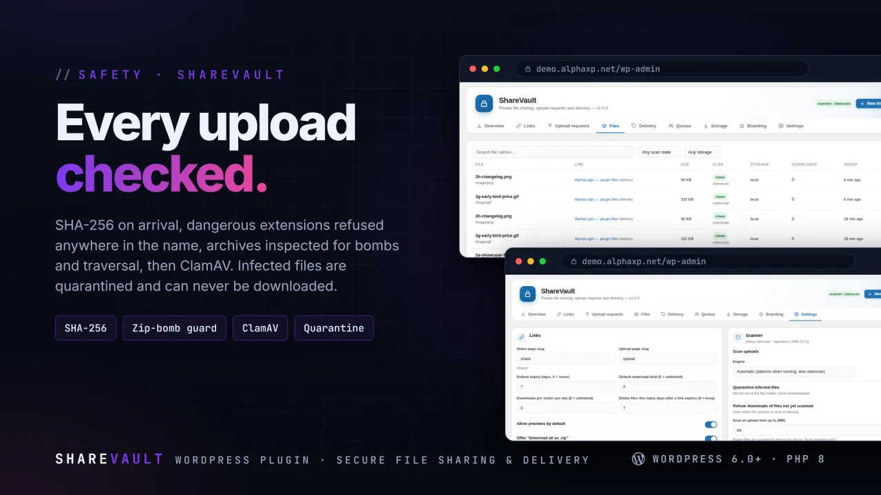 ShareVault | Secure File Sharing & Uploads for WordPress — screenshot 3