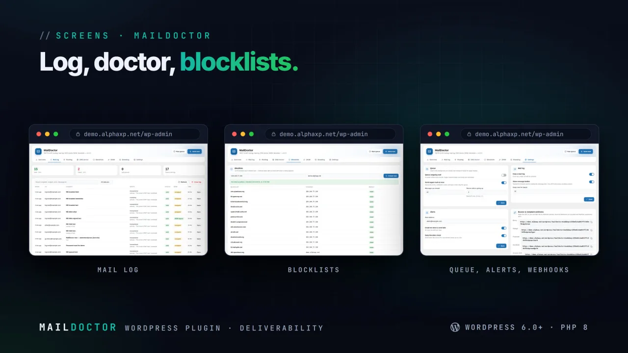 MailDoctor | SMTP, Mail Log & DNS Doctor for WordPress — screenshot 4