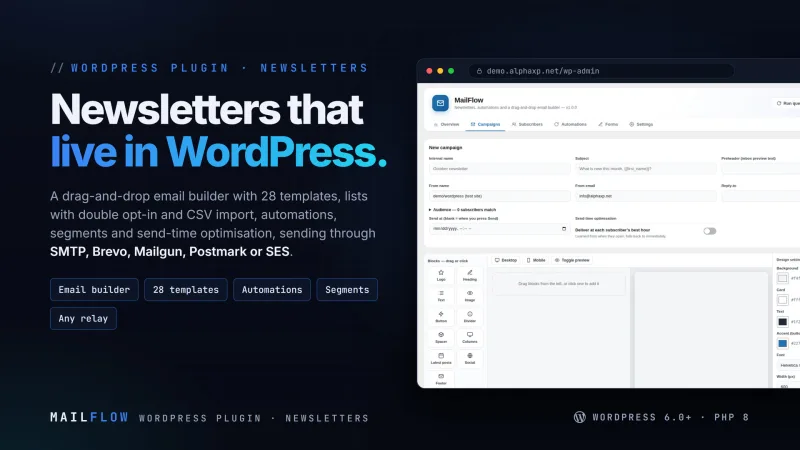 MailFlow | Newsletters, Automations & Email Builder for WordPress