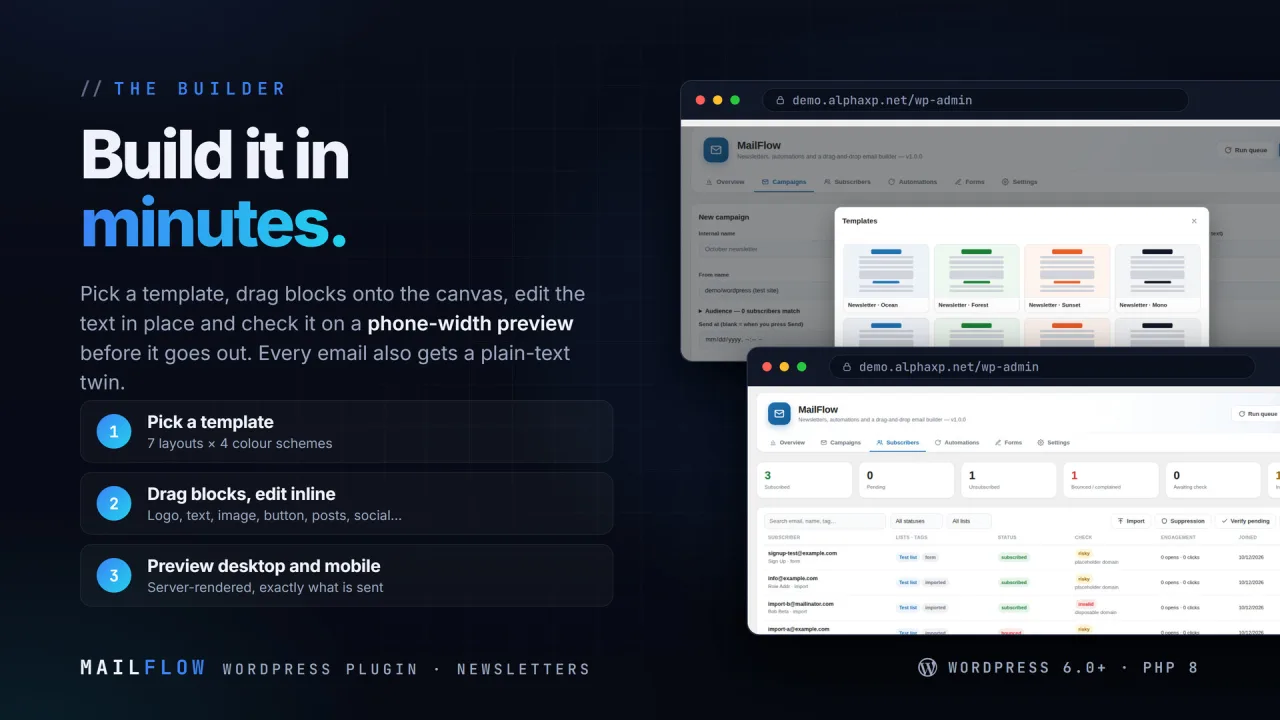 MailFlow | Newsletters, Automations & Email Builder for WordPress — screenshot 3