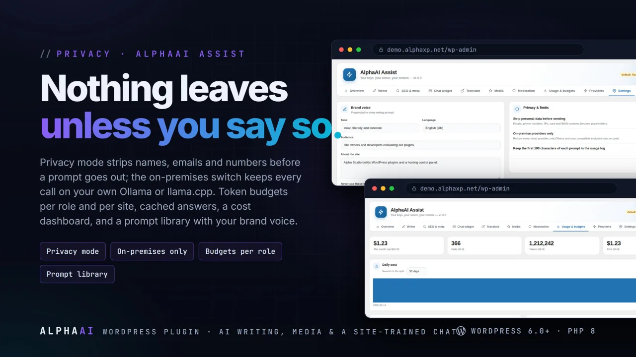 AlphaAI Assist | AI Writer, SEO & Site Chat for WordPress — screenshot 3