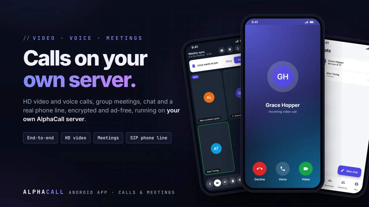 AlphaCall | Android Video, Voice & Meetings App — screenshot 1
