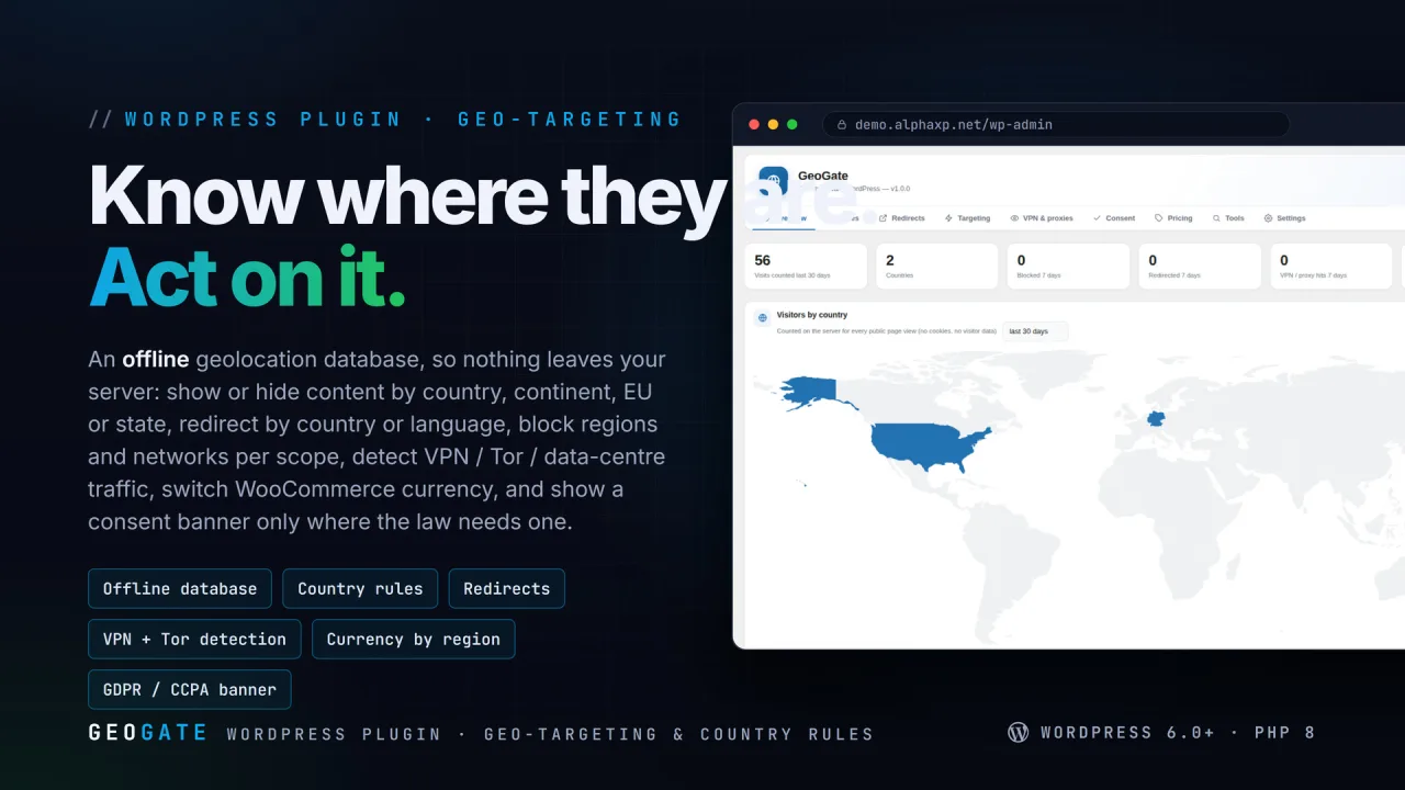 GeoGate | Geo-targeting & Country Rules for WordPress — screenshot 1