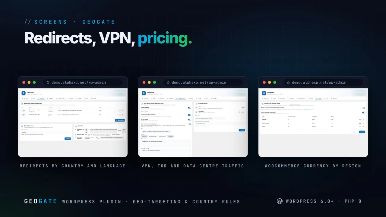 GeoGate | Geo-targeting & Country Rules for WordPress — screenshot 4